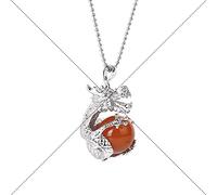 Tesselite Stone Necklace-Natural Stone Necklace Pendant Dragon Necklaces Lava Chain Red Agate Crystal Jewelry Gifts for Girl and Men Daily Wearing,Red Agate Chain,One size