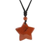 Tesselite Stone Necklace-Star Crystal Necklace Natural Stone Pendant Tiger Eye Amethysts Pink Quartz Obsidian Necklaces for Men Women,Red,Jasper,One size