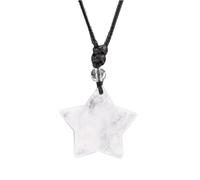 Tesselite Stone Necklace-Star Crystal Necklace Natural Stone Pendant Tiger Eye Amethysts Pink Quartz Obsidian Necklaces for Men Women,White,Crystal,One size
