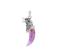 Tesselite Stone Necklace-Viking Dragon Man Necklace Natural Stone Wolf Shape Crystal Pendant Amethysts Pink Quartz Gothic Necklaces Jewelry,amethyst,One size