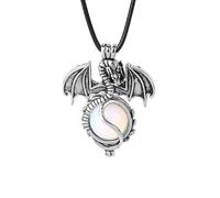 Tesselite Stone Necklace-Vintage Dragon Necklace 16mm Natural Stone Crystal Pendant NecklacesBrown Sand Red Agate Women Men Trendy Jewelry,Opal Chain,One size