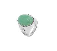 Tesselite Stone Ring - Fashionable Handmade Natural Stone Oval Ring Tiger Eye Green Aventurine Pink Crystal Yellow Finger White Finger Ring Jewelry Gift Daily Wear,Green Aventurine,S,One size
