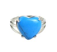 Tesselite Stone Ring - Love Crystal Ring Natural Stone Adjustable Amethyst Rose Pink Quartz Heart Shape Pendant Fashion Ring Couple Ring,Blue turquoise,One size