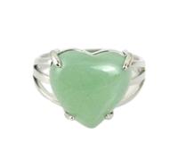Tesselite Stone Ring - Love Crystal Ring Natural Stone Adjustable Amethyst Rose Pink Quartz Heart Shape Pendant Fashion Ring Couple Ring,green aventurine,One size