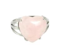 Tesselite Stone Ring - Love Crystal Ring Natural Stone Adjustable Amethyst Rose Pink Quartz Heart Shape Pendant Fashion Ring Couple Ring,rose quartz,One size