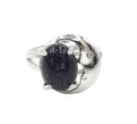 Tesselite Stone Ring-Natural Stone Red Stone Topaz Crystal Moon Oval Adjustable Ring Men's and Women's Personalized Fashion Couple Creative Hand Accessories,Blue Sand,One size