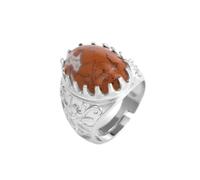 Tesselite Stone Ring - Personalized Natural Stone Egg Shape White Wrapped Ring Men's Red Jasper Blue Sand Ring Party Wedding Jewelry