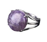 Tesselite Stone Rings - Women's Crystal Rings Natural Stone Rings Ball Bead Rings Amethyst Purple Quartz White Party Jewelry,amethyst,One size