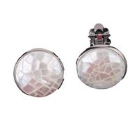 Tesselite Unique Natural Abalone Shell Round Clip Earrings No Hole for Women Non Pierced Ear Cuff Vintage Fashion Casual Jewelry,White,One size