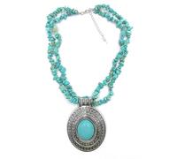 Tesselite Vintage natural stone necklace jewelry turquoise gravel necklace 2 colors optional ladies rice beads spring and autumn daily wear jewelry,Turquoise,One size