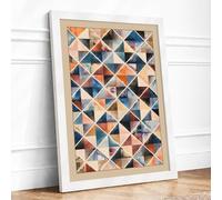 Tessellated Geometry Geometric Framed Wall Art Print A2 (59.4×42cm) White, Wall Decor for Living Room, Bedroom, Office & Home, Ready to Hang, Art Gift