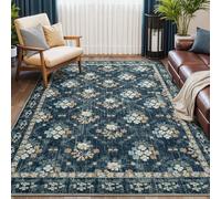 Tesselo Area Rug 80x150cm Kitchen Mat Machine Washable Non Slip Carpet Small Rug Bathroom Office Bedroom Dining Living Room Entryway Home Decor Floral Blue