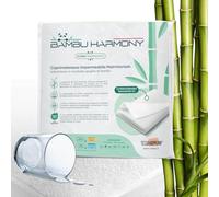 Tessiharmony Waterproof Double Mattress Protector 160 x 200 cm, 70% Bamboo Fibre Sponge, Anti-Dust Mite Mattress Protector Soft and Breathable with Elasticated Corners up to 30 cm - Premium