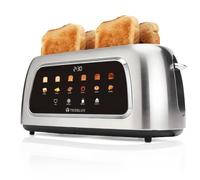 Tesslux 4 Slice Toaster, Touchscreen, Stainless Steel Long Slot, Silver | 1300W, Brushed Stainless Steel, Extra-Wide Slot, 6 Bread Modes & 6 Browning Levels, Defrost, Reheat, Cancel, Memory, Timer