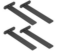 TESSTINA Floating Shelf Bracket, Hidden Shelf Brackets for Shelves Black, Heavy Duty Coated Metal Wall Mounted L Shaped Support Scaffold Board Brackets (Black, 25cm-4 Pack)