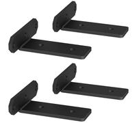 TESSTINA Floating Shelf Bracket, Hidden Shelf Brackets for Shelves Black, Heavy Duty Coated Metal Wall Mounted L Shaped Support Scaffold Board Brackets (Black 4 Pack, 15cm)