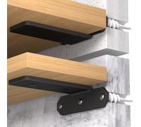 TESSTINA Floating Shelf Brackets, Heavy Duty Wall Brackets 80kg Load Capacity, Shelf Bracket Metal L Support Wall Hanging, Scaffold Board Brackets for Kitchen, Living Room, Garage, Black, 10cm-2 Pack