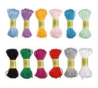 TESSTSY Pack of 12 1.5 mm Satin Cord Pearl Yarn for Friendship Bracelets, 12 Colours Nylon Thread, Yarn Bracelet Band, Silky Knot Band, for Bracelets, Chinese Knot Art (Multi-Colour)