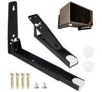 TESSTSY Set of 2 Microwave Wall Brackets, Stainless Steel Microwave Holder, Wall Mount, Microwave, Microwave Shelf, Extendable, Foldable, Load Capacity up to 40 kg, for Microwaves, Grill Oven, Black