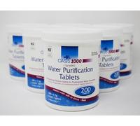 Test All Water - Oasis 1000 Water Purification Tablets, 6 x 200 Pack | Purifies drinking water in 30 minutes; 200 tablets for camping, caravans, motorhomes, emergencies & home use, NSF/ANSI.
