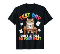 Test Day Don't Stress Do Your Best Cute Cat Student Success T-Shirt