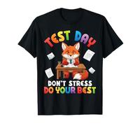 Test Day Don't Stress Do Your Best Cute Fox Student Success T-Shirt