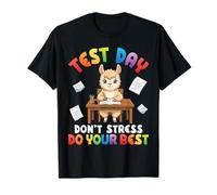 Test Day Dont Stress Do Your Best Cute Llama Student Success T-Shirt