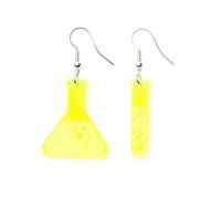 Test Tube And Retort Earrings Miniblings Laboratory Chemistry Neon Green
