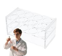 Test Tube Holder, Clear Lab Tubes Rack, Display Acrylic 8 Holes Container for Science Classroom Storage Education Testing Laboratory Organization Shelf