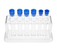 Test Tube Rack Kit with Plastic Test Tubes, Six-hole Laboratory Holder | Polished Base Supports Tidy Storage, Viewing, Chemistry Lessons, Stem Teaching, Laboratories and Science Fair Random Color