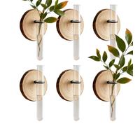 Test Tubes for Plants,6 Pcs Wooden Hydroponics System Holder | Test Tubes Vase Planter - Also for Women, Men and Mothers Home, Garden, Office, Balcony, Terrace and Window Gardening