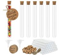 Test Tubes Set Include 40pcs Plastic Test Tube with Cork, 20ml Clear Plastic Test Tube with Cork Stopper for Sweets/Candy/Smarties/Seeds/Beads