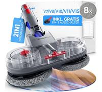 Test Winner - Mop Attachment for Dyson V7/V8/V10/V11/V15/Gen5 - Electric Vacuum Cleaner - Mop Attachment - Wet and Dry Vacuum Cleaner - with Removable Water Tank, Filling Container & 8 Washable Mops