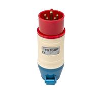 Testboy TV 416A CEE Adapter, Electrician's Tool (Break-Proof PE housing, can be Combined with Testavit Schuki 1A, 2K and 3A, Power Supply via Test Object), red/White/Blue