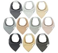 TESTEL Diaper Squad 100% Organic Cotton Neutral Solid 10-Pack Baby Drool Bandana Bibs for Boys and Girls, Plain Colors, 3.17-UKGJA-576
