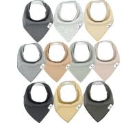 TESTEL Diaper Squad 100% Organic Cotton Neutral Solid 10-Pack Baby Drool Bandana Bibs for Boys and Girls, Plain Colors, 3.17-UKGJA-576
