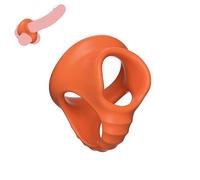 Testicle Toys Soft Testicle Crusher CBT Silicone Chastity Devices for Men Testicles Gag Scrotal Restraints Scrotum Sex Bondage BDSM Cock and Ball Torture Testicle Stretcher Sex Toy for Men (Orange)