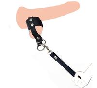 Testicle Toys Testicles Stretch CBT Testicle Crusher Cock Ball Ring Leather Scrotum Extender BDSM Bondage Scrotal Extension Stretching Long Chain Torture Restraint SM Adult Sex Toy for Men