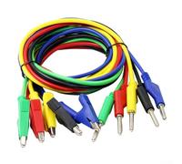 Testing Line 1m Banana to Clip Probe Cables for - 5 PCS Insulated Leads, 15A Capacity for Electrical Device Testing with Multimeter