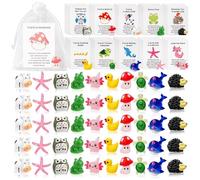 testlili 50Set Animal Pun Motivational Gift, Note Cards with Resin Figures, Organza Bags, Appreciation Gifts for Teachers, Employee Coworkers Stuff Team (GXK-WG25)