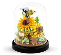 testlili Mini Animals Flower Building Set - 548 Pcs Bees Flowers Animals Building Blocks with with Insect Figures & Transparent Display Cover, for All Age