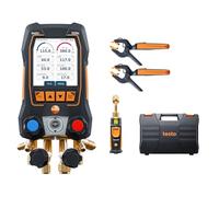 Testo 558s AC Manifold Gauge Set - HVAC Manifold Gauge Set with 2X 115i Pipe-Clamp Thermometer, 1 x 552i Vacuum Probe - with 4-Way Valve, USB-C - Bluetooth and App-Connection
