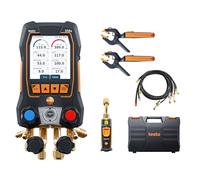 Testo 558s AC Manifold Gauge Set - HVAC Manifold Gauge Set with 2X 115i Pipe-Clamp Thermometer, 1 x 552i Vacuum Probe and a Set of 4 Hoses - with 4-Way Valve, USB-C - Bluetooth and App-Connection