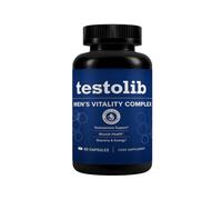 Testolib Food Supplement with L-Arginine, Botanical Extracts Including Tribulus, Fenugreek, Maca & Ginseng - Vegetarian Capsules - 60 Capsules