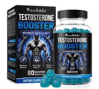 Testosterone Gummies for Men,Testosterone Booster Support Supplement with Maca, Fenugreek, Zinc, Magnesium, Vitamin - Sugar Free & Vegan-60 Gummies