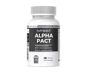 Testosterone Support for Men - Alpha Pact by Nutripact with Tribulus Terrestris, Ashwagandha, Maca, Zinc, Boron, Magnesium - 60 Vegan Capsules - Testosterone Supplements for Performance & Vitality