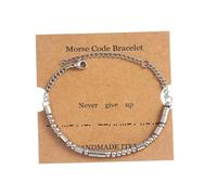 TESTRYE Morse Code Bracelets for Women Men,Silver Morse Code Bracelet with Adjustable Extender Chain,Inspirational Gifts Bracelets for Women Men Friends, free, Stainless Steel