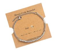 TESTRYE Morse Signal Bracelet for Women Men Silver Morse Symbol Bracelet with Adjustable Extension Chain Inspirational Gift Bracelet for Women Men Friends, free size, Metal, No Gemstone