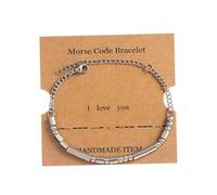TESTRYE Morse Signal Bracelet for Women Men Silver Morse Symbol Bracelet with Adjustable Extension Chain Inspirational Gift Bracelet for Women Men Friends, free, Stainless Steel
