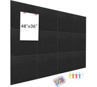 testyu 12 Pieces Felt Bulletin Board, 120x90cm Self Adhesive Thick Notice Pin Board Wall Tiles for Photos Memos, Felt Cork Panel Notice Boards for Home, Kitchen, Office, School (Black)